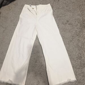 ANTONIO MELANI White Wide-Leg Jeans with Raw Hem
